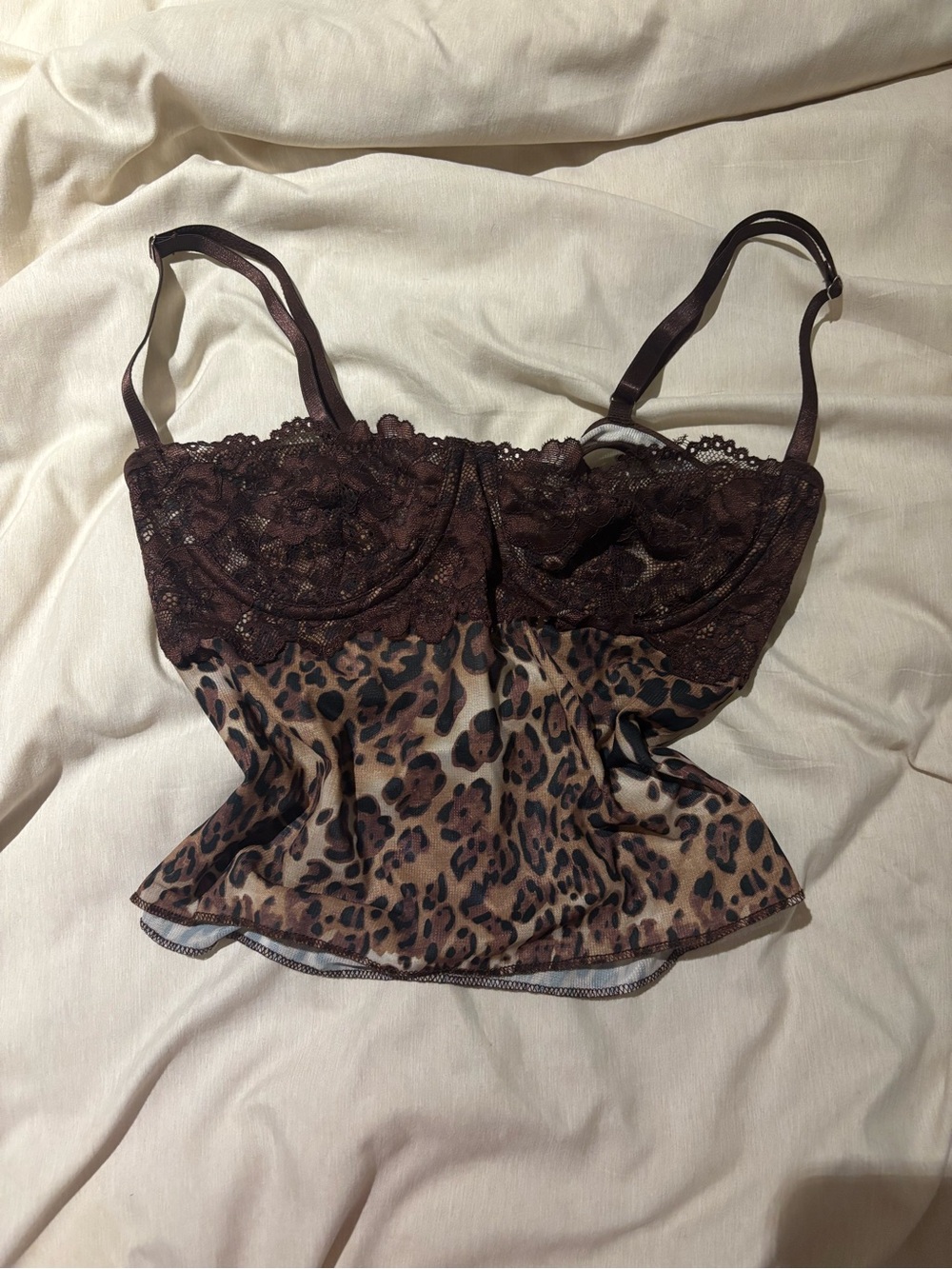 Brown Lace & Leopard Cami Top